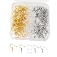 Magideal - 100 Ganchos Para Pendientes Con 100 Piezas Traseras Para Pendientes, Tapones De Seguridad Para Pendientes, Soportes Para Pendientes, Suministros De , Plata 200X Plata