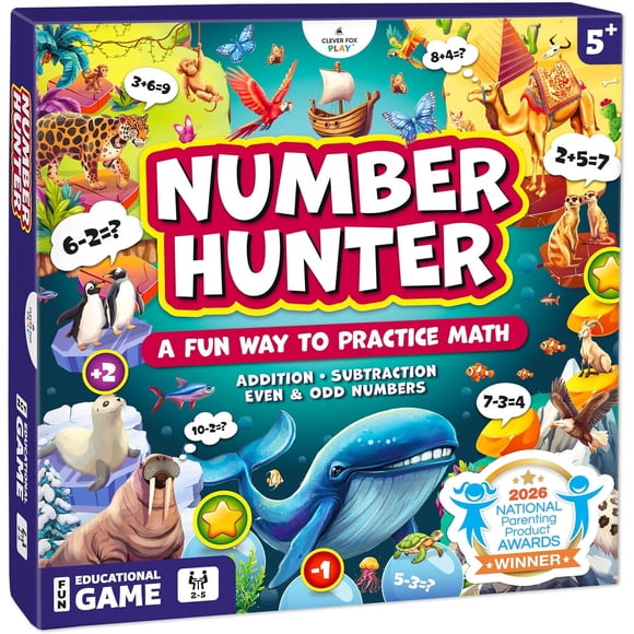Number Hunter Math Board Game for Kids 5–7, 1st Grade Kids