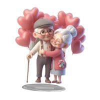 Magideal - Letrero De Mesa Plano Acrílico 2D Para Parejas De Ancianos, Adorno Del Día De San Valentín De 18X20Cm Para Estantería U Oficina, Regalo De Aniversario