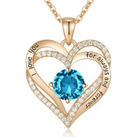 Collar Heshpaws Love Pendant Birthstone Zirconia Plata