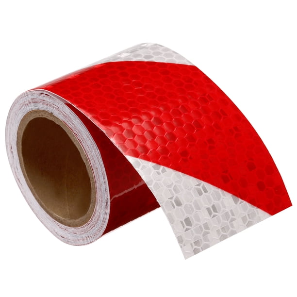 Cinta Reflectante Uxcell 1 Rollo 10 pies x 2 pulgadas Adhesiva Alta Visibilidad Cinta de Seguridad Reflectante Blanco Rojo