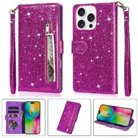 Foxdock - Funda Para Elegante Funda Iphone 16 Pro Glitter Con Cremallera-Ideal Para El Uso Diario