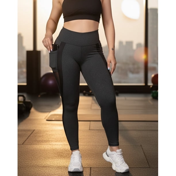 Calza Deportiva Mujer Luxe con Bolsillos Laterales Tiro Alto