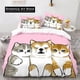 thumbnail image 1 of v589 Bed Sheets Cute Kitten Duvet Cover Pillow Case Mofusand Anime Shark Cat Bedding Set Single Double Queen Size Teen Gift Room Decor PCS set 3-Piece Bedding Set (1 Duvet Cover + 2 Pillow Shams) Bed, 1 of 5