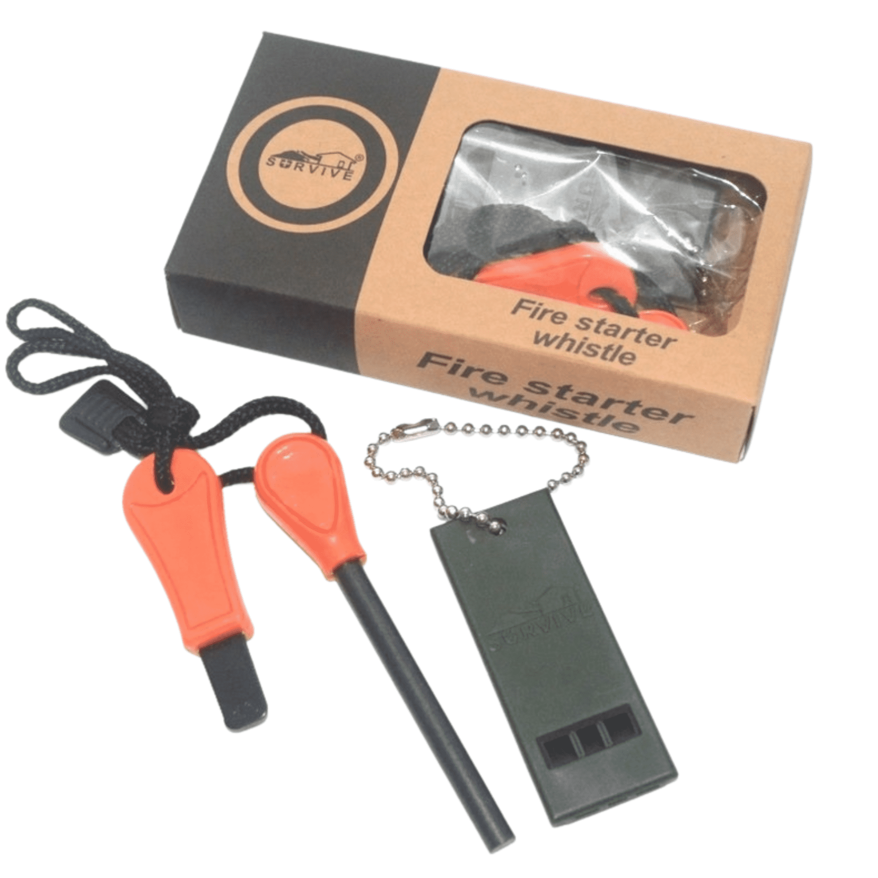 Survive - Pedernal De Magnesio + Silbato De Emergencia Supervivencia