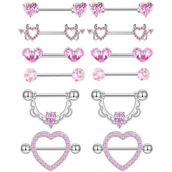 Juego de 6 pares de aros de pezón TIANCI FBYJS 14G 14mm