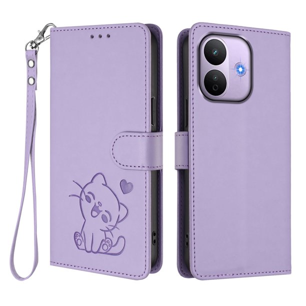 Funda de Gato tipo Libro para Xiaomi Redmi Note 17 Pro 5G, Lila Claro
