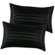 thumbnail image 2 of 1 Par De Fundas De Almohada De Satén De Seda Transpirable Suave Para Dormitorio Lavable A Máquina Negro, 2 of 5