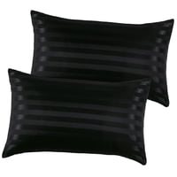 Magideal - Funda De Almohada Para El Cabello Y La Piel Con Cierre Patrón De Rayas Fundas De Almohada De Enfriamiento Para Viajes Lavable A Máquina , Negro Negro 2 Piezas