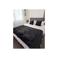 Genérico - Piecera De Cama Polar Con Tela Reversible Negro