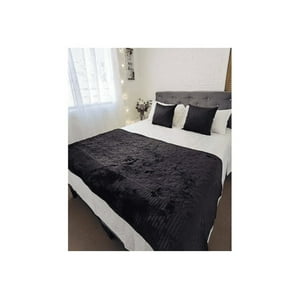 Genérico - Piecera De Cama Polar Con Tela Reversible Negro