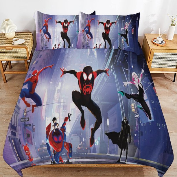 Spider Ma-n Across_thepider_Verse Spider Ma-n Bedding Set Sheet Set for Kids Adults,All Season Lightweight Bedding Set for Bedroom Bed Do Bed Sheets