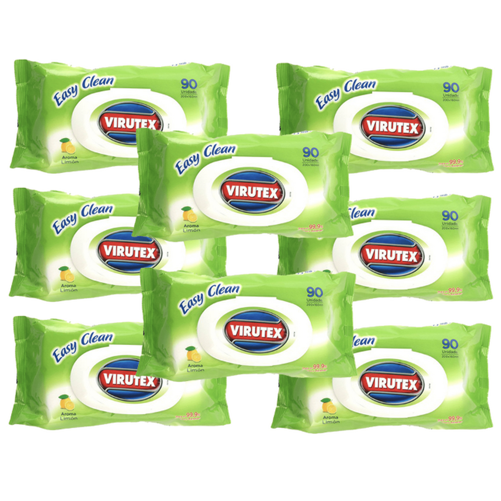 Pack X 8 Toallitas Desinfectantes Multiuso Virutex Aroma Limón 90 Un