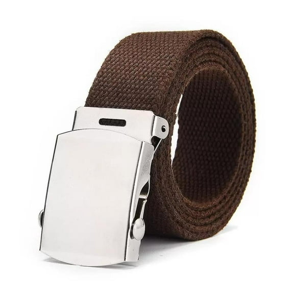 Cinturón Militar Lona Nailon Hebilla Metalizada Básico 110cm marron Talla Única