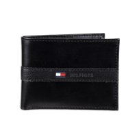 Cartera Tommy Hilfiger De Piel Para Hombre, Fina Y Elegante, Plegable, Negra
