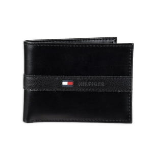 Cartera Tommy Hilfiger De Piel Para Hombre, Fina Y Elegante, Plegable, Negra