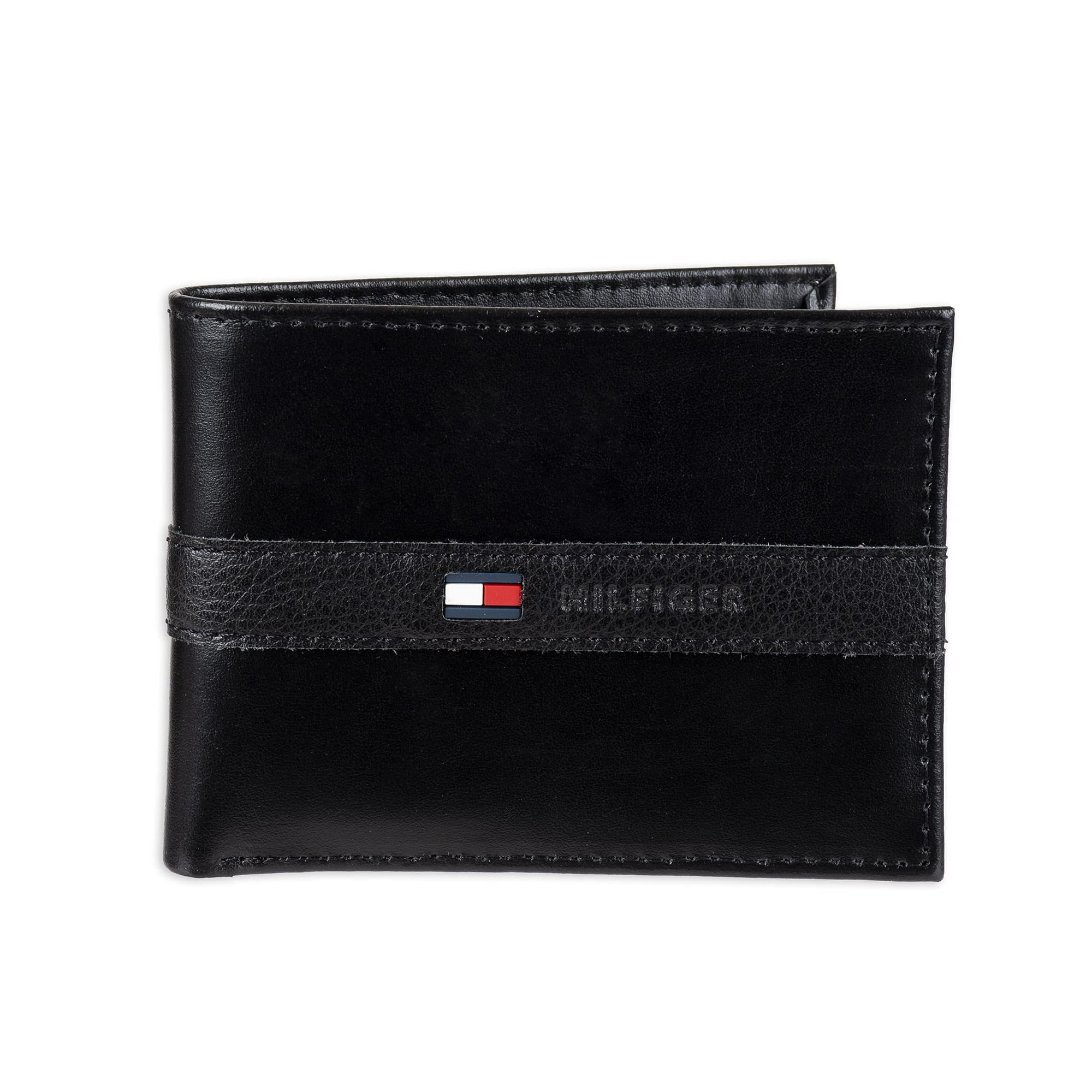 Cartera Tommy Hilfiger De Piel Para Hombre, Fina Y Elegante, Plegable, Negra