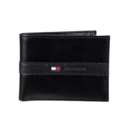 Cartera Tommy Hilfiger De Piel Para Hombre, Fina Y Elegante, Plegable, Negra