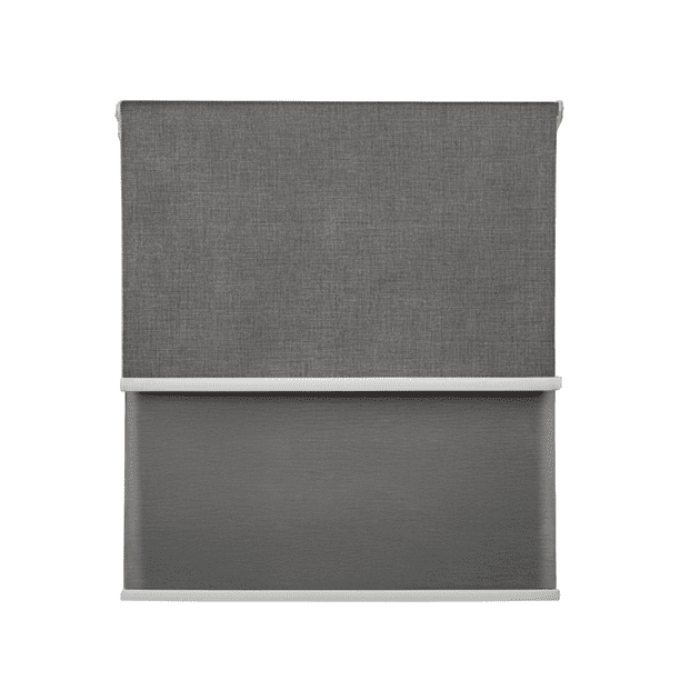 Cortina Roller Blackout Doble 2 Paño 100x200 Con Visillo Gris Oscuro Lino Sin Cenefa Guiza