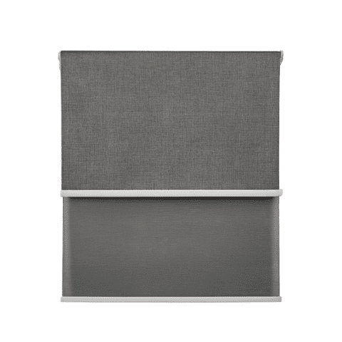 Cortina Roller Blackout Doble 2 Paño 100X200 Con Visillo Gris Oscuro Lino Sin Cenefa Guiza