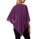 thumbnail image 3 of INSPIRE CHIC Blusa fluida de mujer con cuello en V, ligera, de gasa, elegante, camisa asimétrica, de doble capa, para verano, talla S, color púrpura, 3 of 6