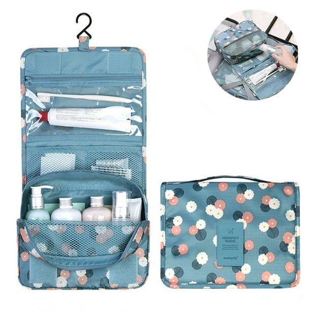 1 neceser colgante - Organizador grande de viaje para maquillaje y cosméticos para hombres y mujeres con gancho resistente