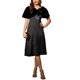 thumbnail image 2 of INSPIRE CHIC Chaqueta de Novia de Piel Sintética Recortada con Lazo de Cinta de Satén L Negro para Mujer, 2 of 6