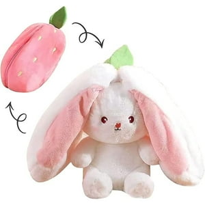 Veatool - Almohada De Peluche De Conejo, Reversible, Zanahoria, Fresa, Conejito De Peluche Con Cierre, Bonita Decoración De Conejo Para Niños Y Adultos