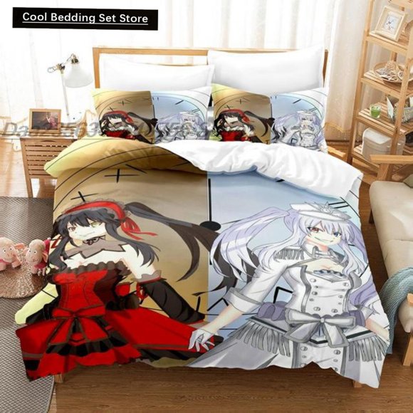 x1160 Bed SheetsAnime Kotori Itsuka Cosplay Bedding Set Date Live Costume Duvet Cover Set Twin Full Size Bed Linen Boys Adult Gift 3-Piece Bedding Set (1 Duvet Cover + 2 Pillow Shams) nj1160