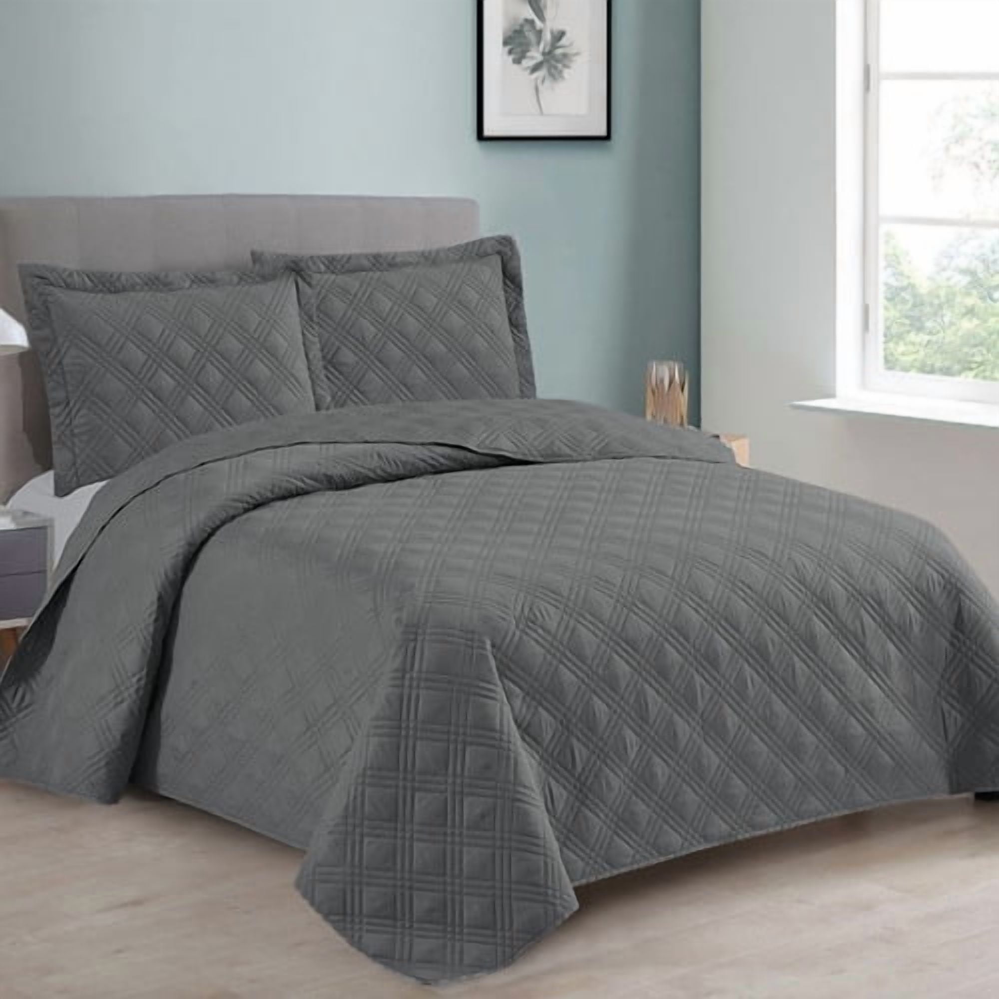 Quilt Andes Liso Gris 2 Plazas