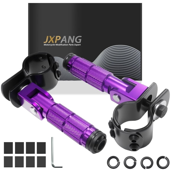 Estriberas traseras plegables para motocicleta JXPANG M8 moradas universales