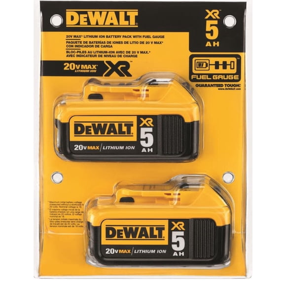 Batería DEWALT 20V MAX XR Premium 5.0Ah (paquete de 2) de iones de litio