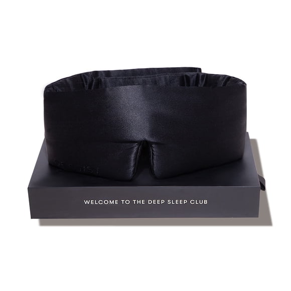 Máscara De Seda Para Dormir Acolchada De Jade Negro Que Se Abraza A La Cara