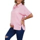 thumbnail image 4 of INSPIRE CHIC Blusa de maternidad para mujer, manga dolman, suelta, con botones, cuello en punta dividido, mangas cortas, camisas de embarazo, S Rosa, 4 of 6
