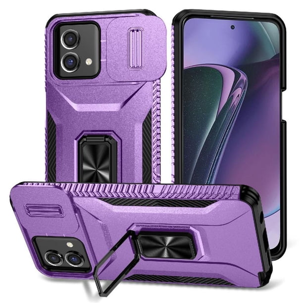 Funda Armada para Motorola Moto G Stylus 5G 2023 con Tapa Deslizante y Soporte Magnético Giratorio Morado