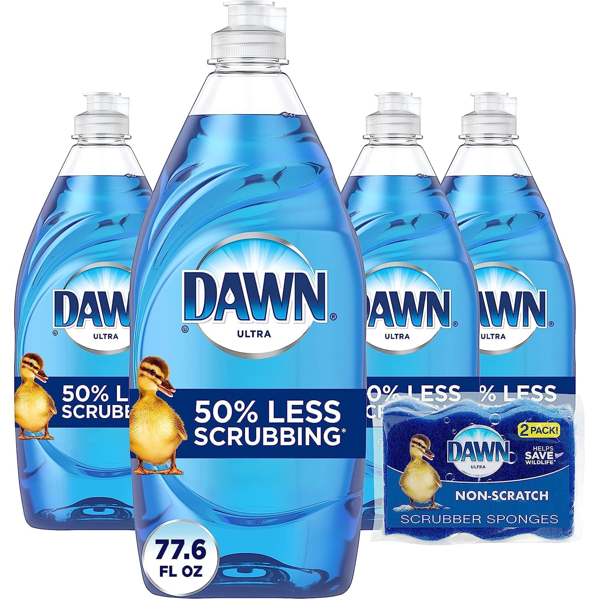 Jabón Para Platos Dawn Ultra 4 X 575 Ml Con 2 Esponjas Que No Rayan