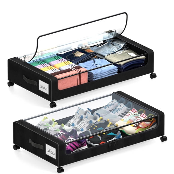 Organizador de almacenamiento bajo la cama LESHZHEN, 2 unidades, 65 L, con ruedas