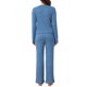 thumbnail image 3 of INSPIRE CHIC Conjunto de Pijama para Mujer de Manga Larga con Cuello Henley Acanalado, Cintura Elástica, Pantalones de Pierna Ancha con Cordón, 2 Piezas, Talla L, Azul, 3 of 6