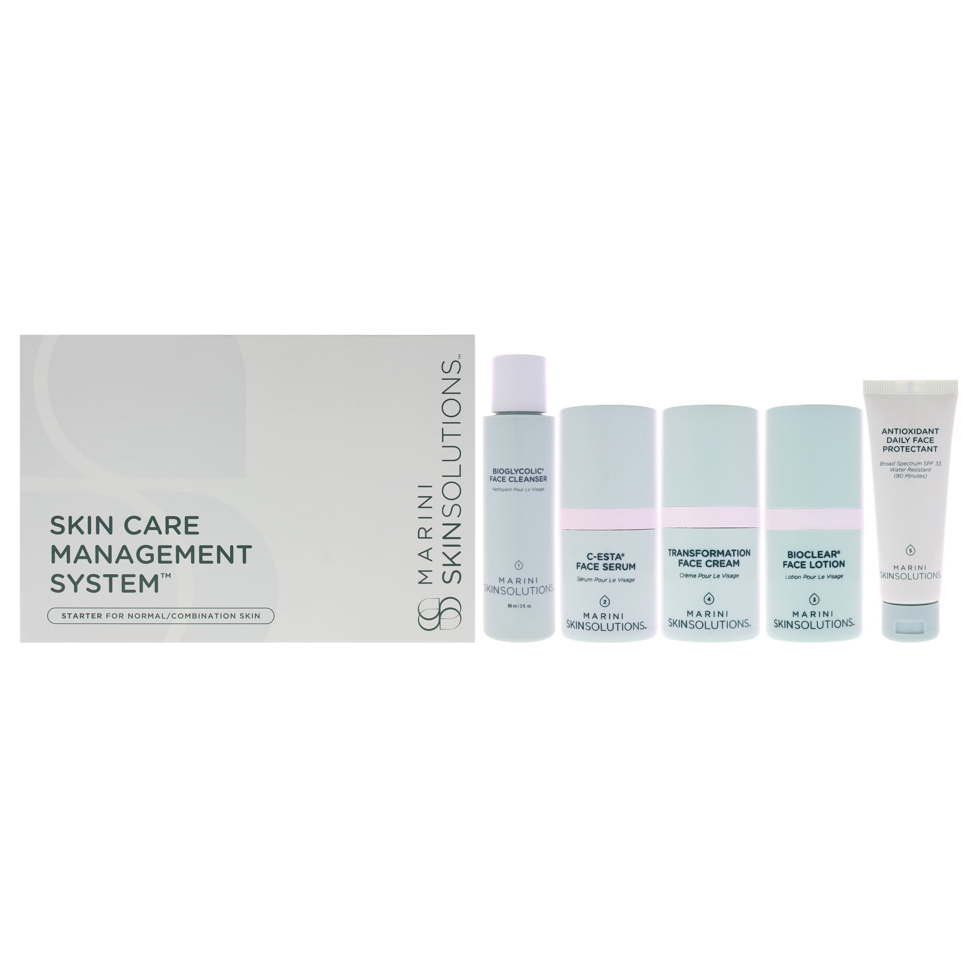 Sistema De Gestión De Cuidado De La Piel Marini Skinsolutions Normal A Mixta 5 Piezas