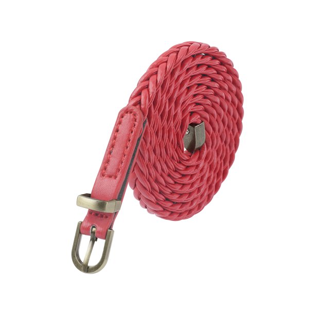 Cinturón delgado trenzado para mujer, cordón de cintura, decoración retro casual para vestidos, camisa, cinturones pequeños 39.0x0.3" rojo