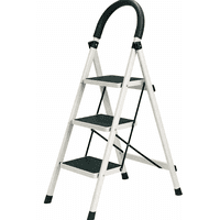 Eoland - Escalera De Tijera Plegable Escala 3 Peldaños Antideslizante Blanco