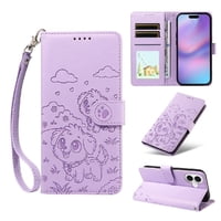 Funda Billetera Foxdock Compatible Con Iphone 17 , Diseño Perrito Tierno, Ranuras Para Tarjetas Y Soporte Plegable