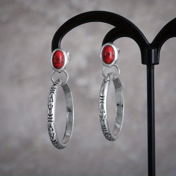 Gorgeous Women's Gemstone Turquoise & Zircon Inlaid Stud Earrings - A Stylish Accessory!