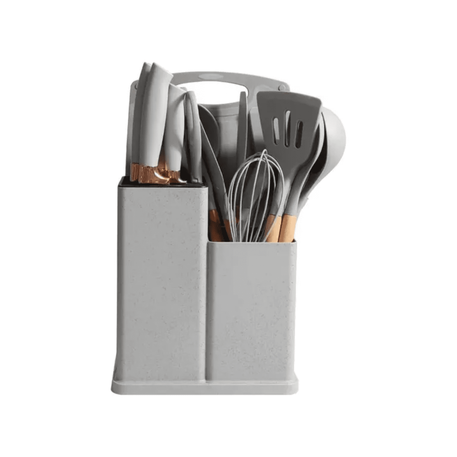 Importclick - Set 19 Utensilios Cocina Silicona Acero Inoxidable Gris
