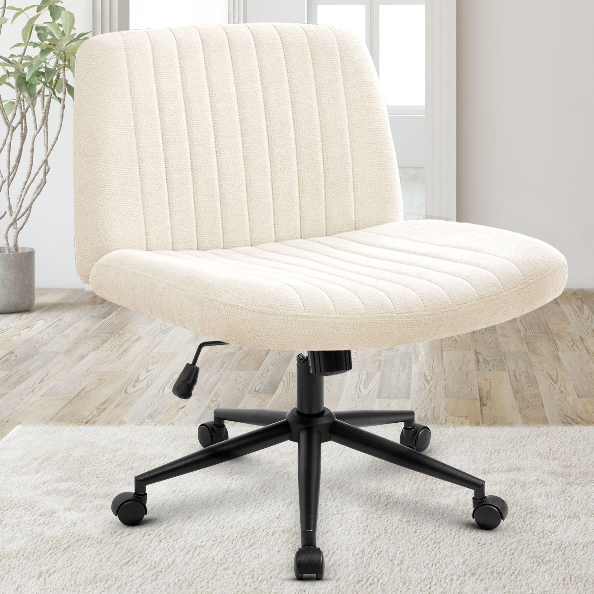 Silla Orange Factory Con Forma De Cruz Cruzada Sin Brazos, Giratoria, Tela Beige