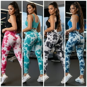 Flix Line - Pack 4 Leggings Deportivos Push Up Mujer Sin Costura