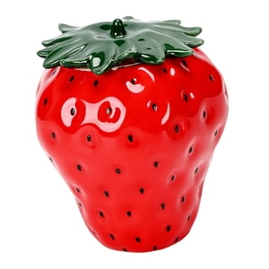 Magideal - Pequeño Tarro De Cerámica, Latas De Té, Contenedores Con Forma De Fresa, Lata Portátil De Almacenamiento De Hojas De Té, Carrito De Té Para El Hogar, Rojo