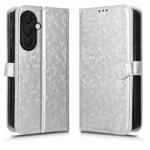 Funda Cartera Lunares Samsung Galaxy A37 5G con Tarjetero, Correa y Soporte Plata