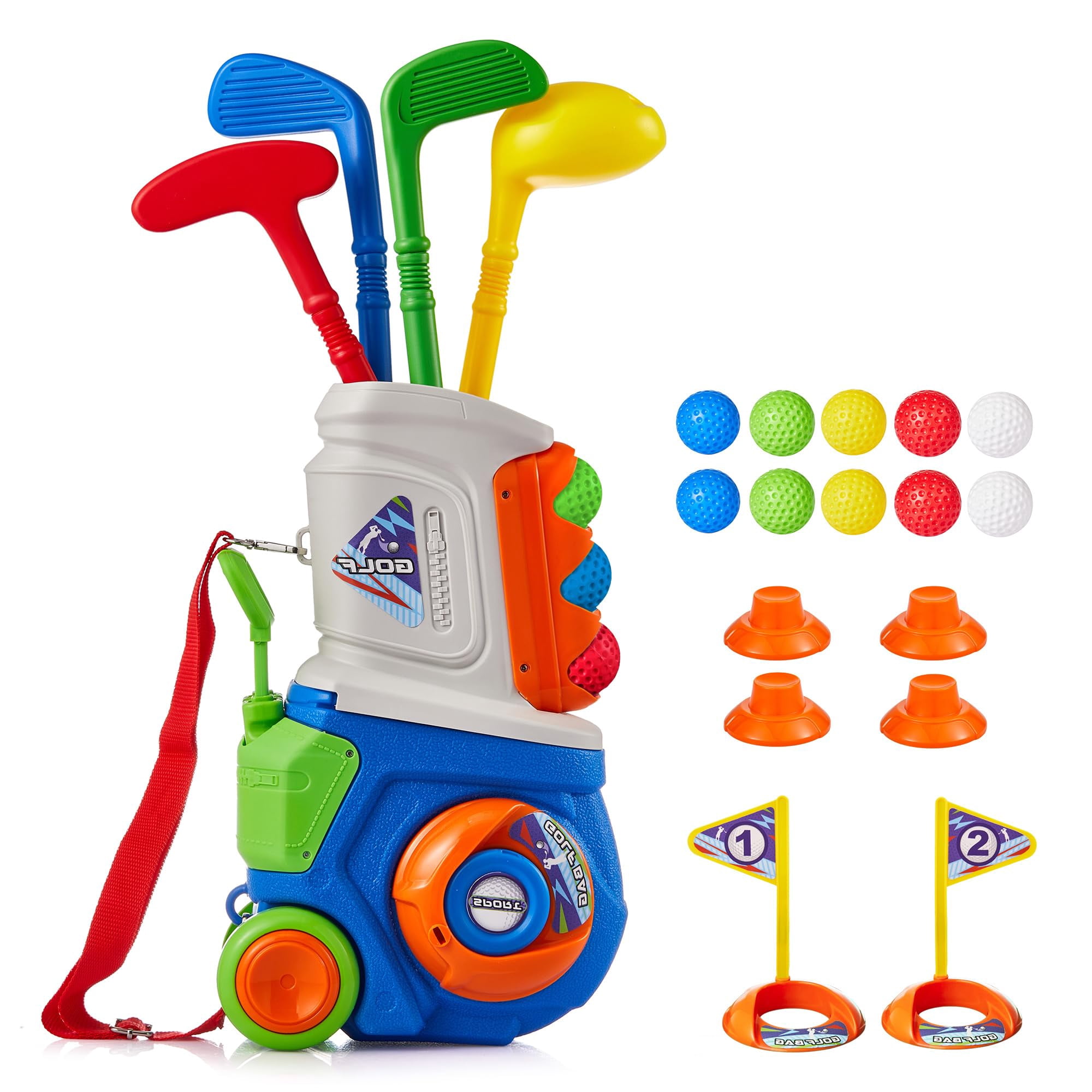 Juego De Golf Para Niños Pequeños Pjg De Plástico Para Niños De 1 A 5 Años Con Carrito