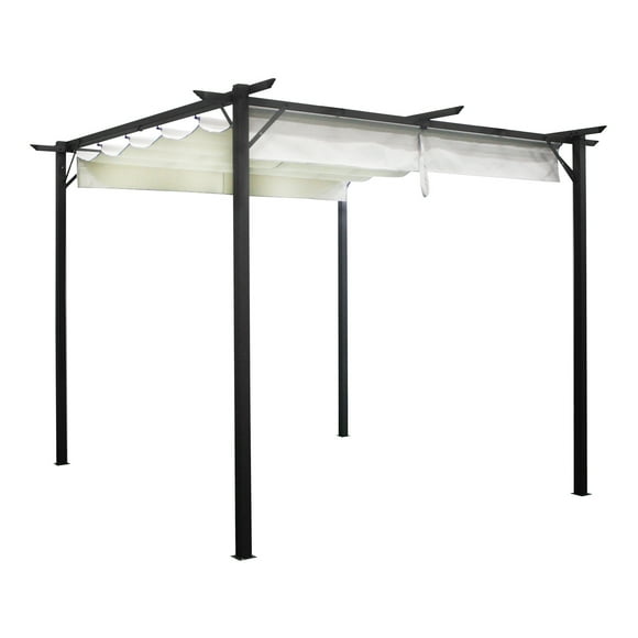 Pérgola Cavancha con Tela Retráctil 3x3mt Marfil